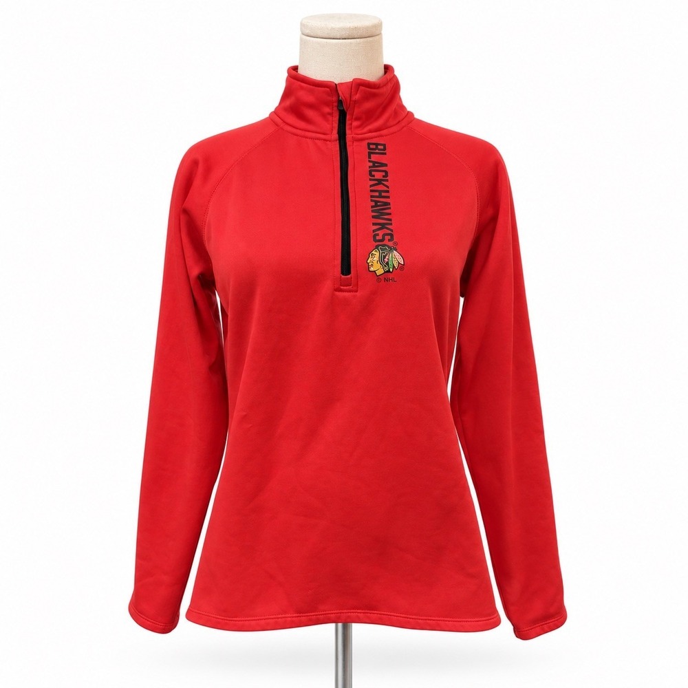 Chicago Blackhawks Red Quarter Zip Pullover Womens S NHL Hockey Sweater Jacket